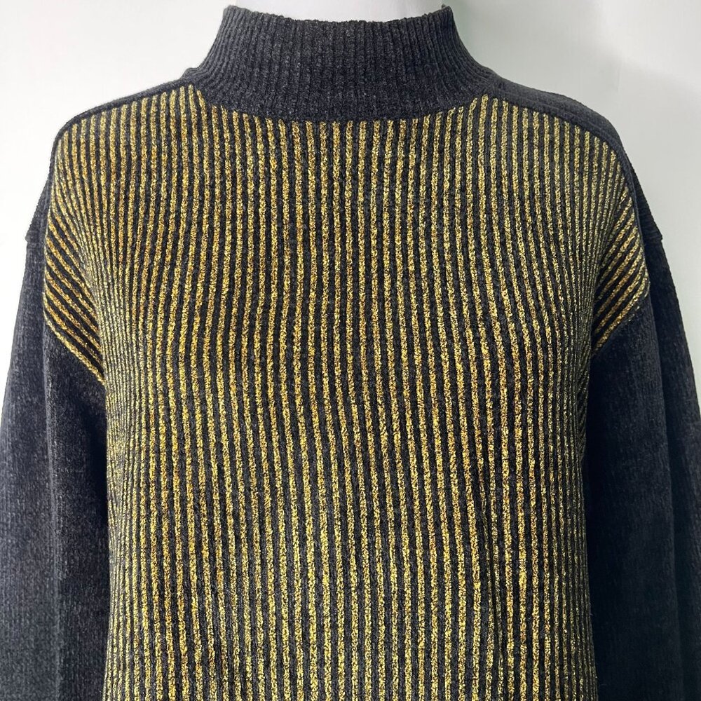 VERSACE Jeans Couture Women's Black Yellow Turtle Neck Sweater Size Medium - Picture 2 of 9